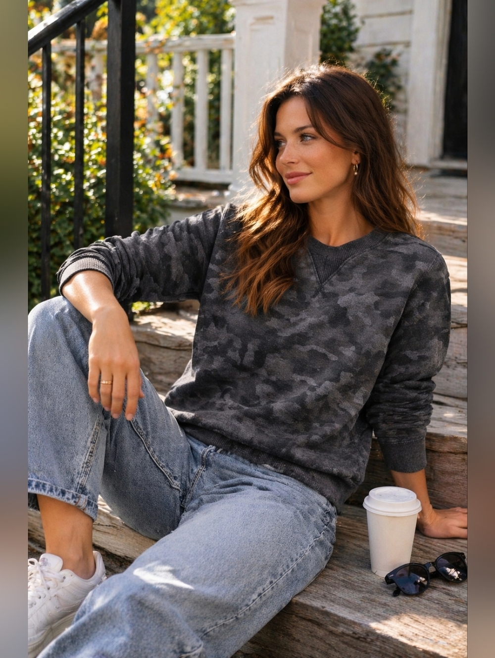 IZOD Saltwater Wash Sweatshirt Charcoal Camo